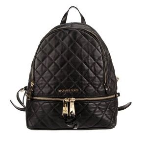 Michael Kors Black Gold Quilted Leather Backpack with dust bag